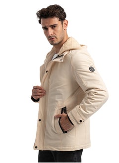 clever Men's Gabardine Jacket - With Collar Water Proof- Beige  - Image 2