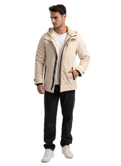 clever Men's Gabardine Jacket - With Collar Water Proof- Beige  - Image 4