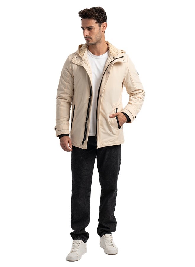 clever - Men's Gabardine Jacket - With Collar Water Proof- Beige - Image 1