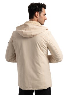 clever Men's Gabardine Jacket - With Collar Water Proof- Beige  - Image 3