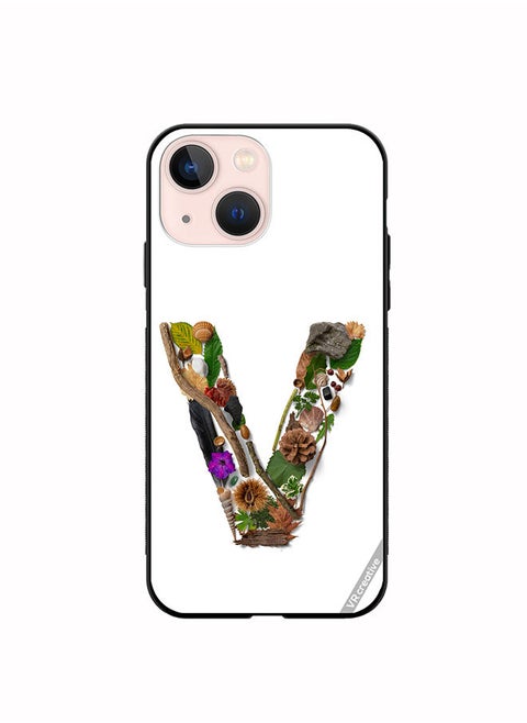 Protective Case Cover For Apple iPhone 13 Alphabet V Design Multicolour