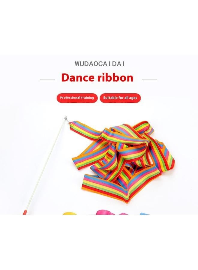Dance Ribbons Rainbow Streamers Rhythmic Gymnastics Ribbon Baton Twirling Wands on Sticks 3pc for Kids Artistic Dancing，Set of 3 Dancing Ribbon With Pole - Image 3