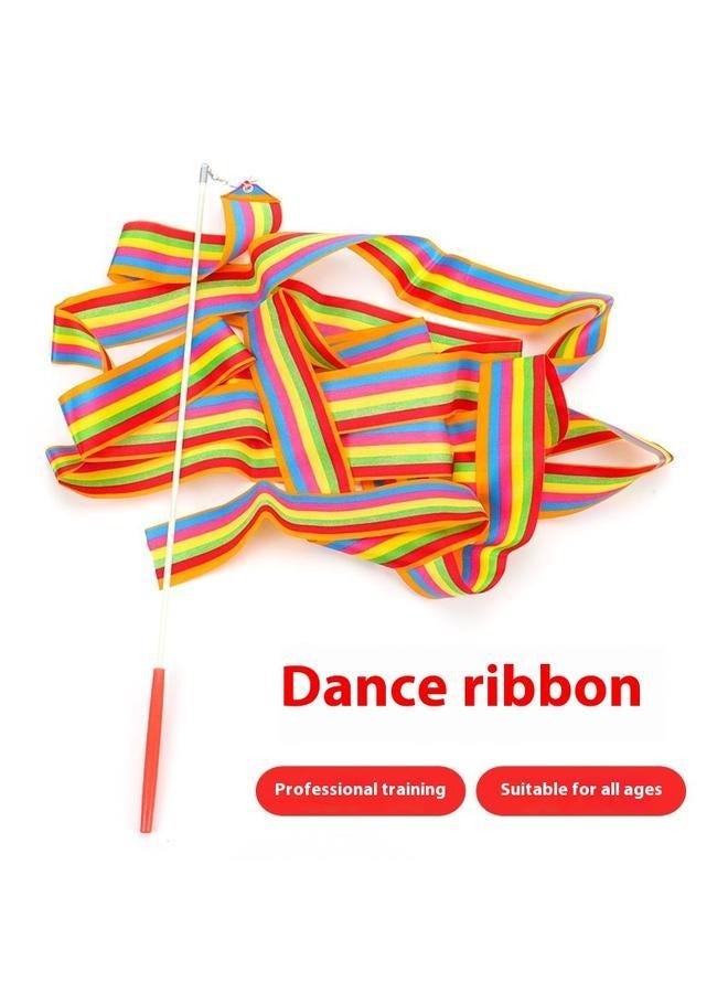 Dance Ribbons Rainbow Streamers Rhythmic Gymnastics Ribbon Baton Twirling Wands on Sticks 3pc for Kids Artistic Dancing，Set of 3 Dancing Ribbon With Pole - Image 5