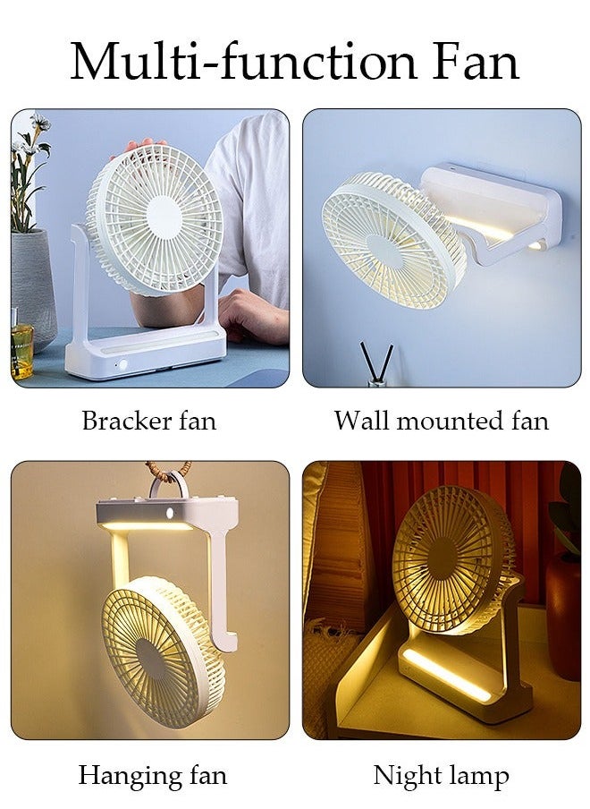 NIBEMINENT 3 in 1 Desk Fan, Multi-angle Rotation Wall Mounted Fan with LED Light, USB Hanging Lightweight Table Speed Regulation for Home, Office, Travel, Camping, Outdoor  - Image 3