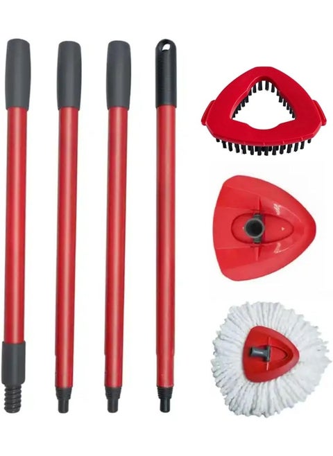 Spin Mop Heads Replacement, Handle, Base & Scrub Brush Compatible with Vileda EasyWiring Head Replacement for Floor Cleaning, Triangle Shape