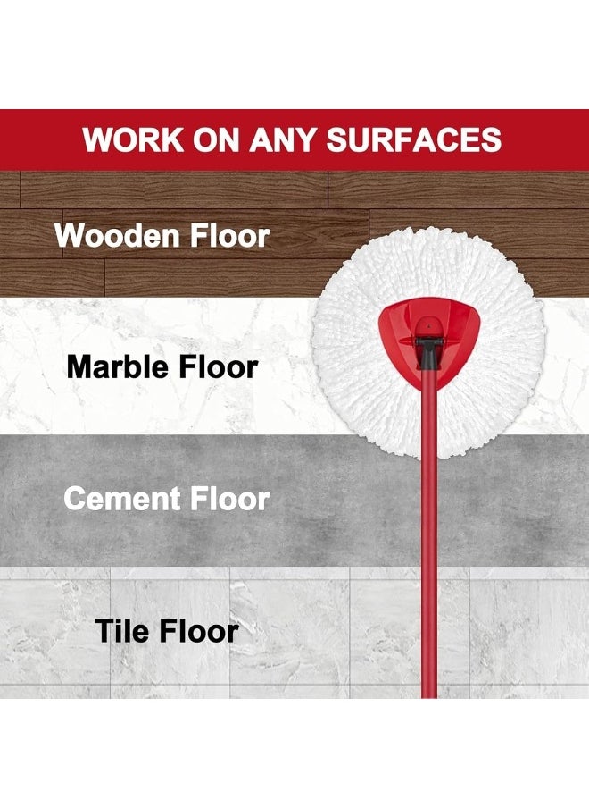 Zalcoon Spin Mop Heads Replacement, Handle, Base & Scrub Brush Compatible with Vileda EasyWiring Head Replacement for Floor Cleaning, Triangle Shape  - Image 5