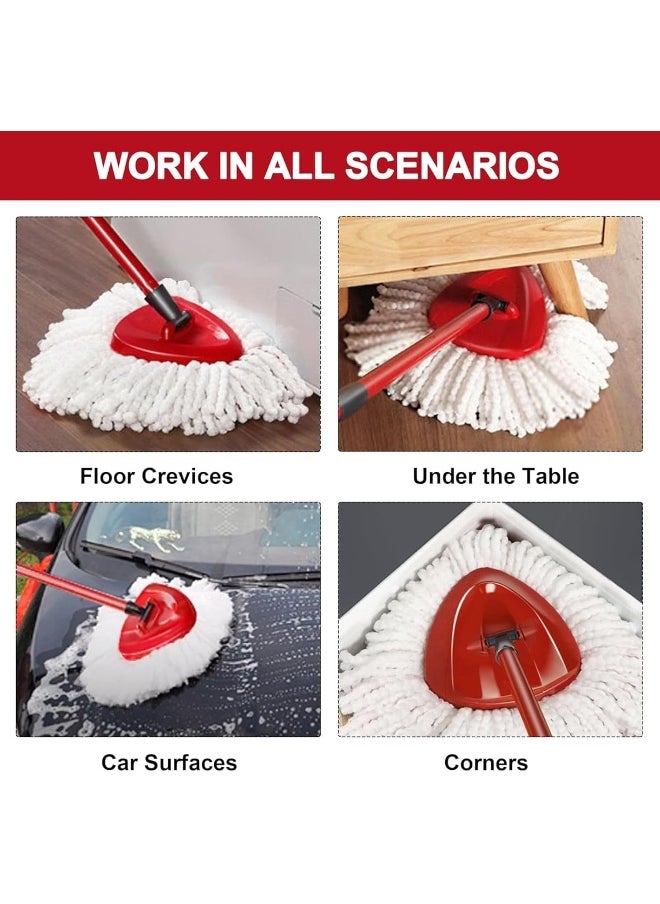 Zalcoon Spin Mop Heads Replacement, Handle, Base & Scrub Brush Compatible with Vileda EasyWiring Head Replacement for Floor Cleaning, Triangle Shape  - Image 4