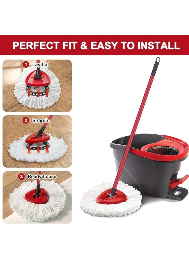 Zalcoon Spin Mop Heads Replacement, Handle, Base & Scrub Brush Compatible with Vileda EasyWiring Head Replacement for Floor Cleaning, Triangle Shape  - Image 3