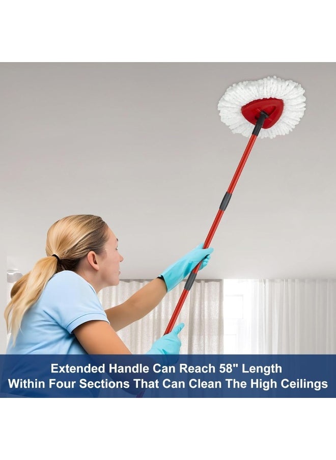 Zalcoon - Spin Mop Heads Replacement, Handle, Base & Scrub Brush Compatible with Vileda EasyWiring Head Replacement for Floor Cleaning, Triangle Shape - Image 1