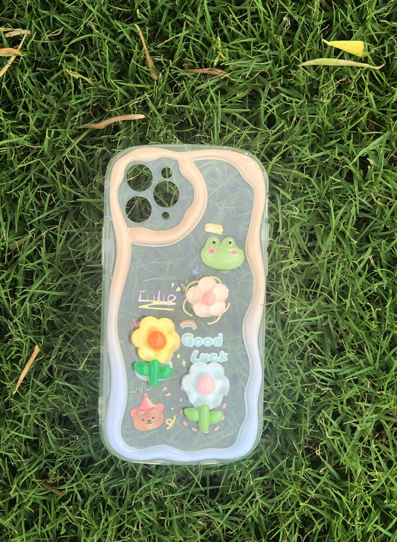 Silicone back cover with cartoon design compatible with iPhone 11 pro max clear  - Image 1