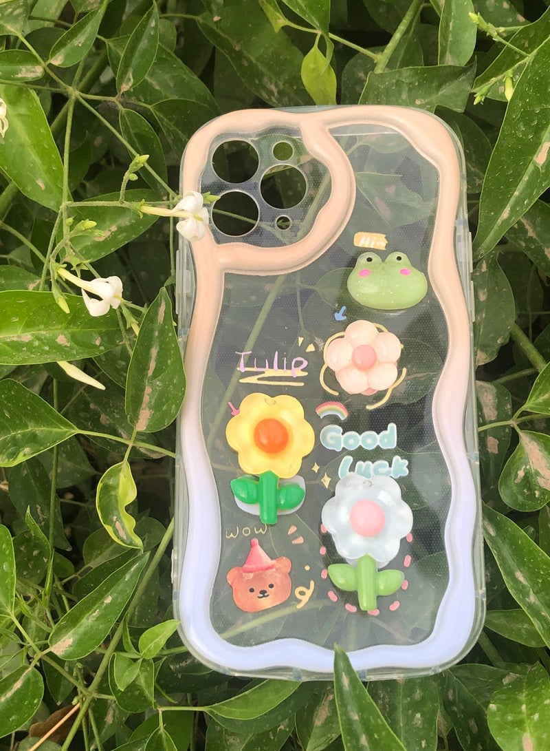 Silicone back cover with cartoon design compatible with iPhone 11 pro max clear  - Image 2