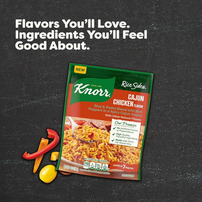 Knorr أرز نكهة دجاج كاجون من كنور - مزيج سريع ولذيذ من الأرز والمعكرونة مع الفلفل الحلو، 5.8 أونصة - Image 4