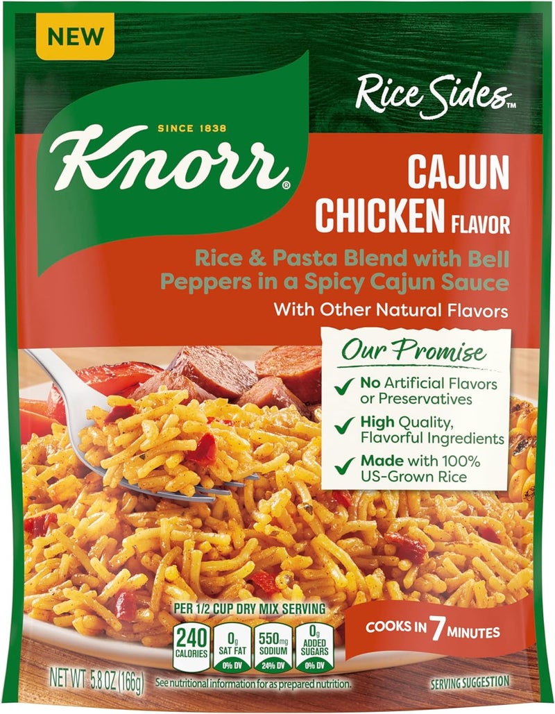 Knorr أرز نكهة دجاج كاجون من كنور - مزيج سريع ولذيذ من الأرز والمعكرونة مع الفلفل الحلو، 5.8 أونصة - Image 1