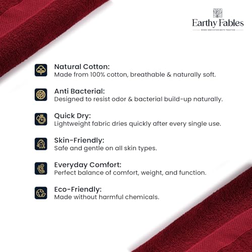 Earthy Fables Nebula Bath Towel – Pure Carded Cotton, Soft, Absorbent, Quick Dry & Skin-Friendly Towel, 140 x 70 cm, 400 GSM – Wine - Image 3