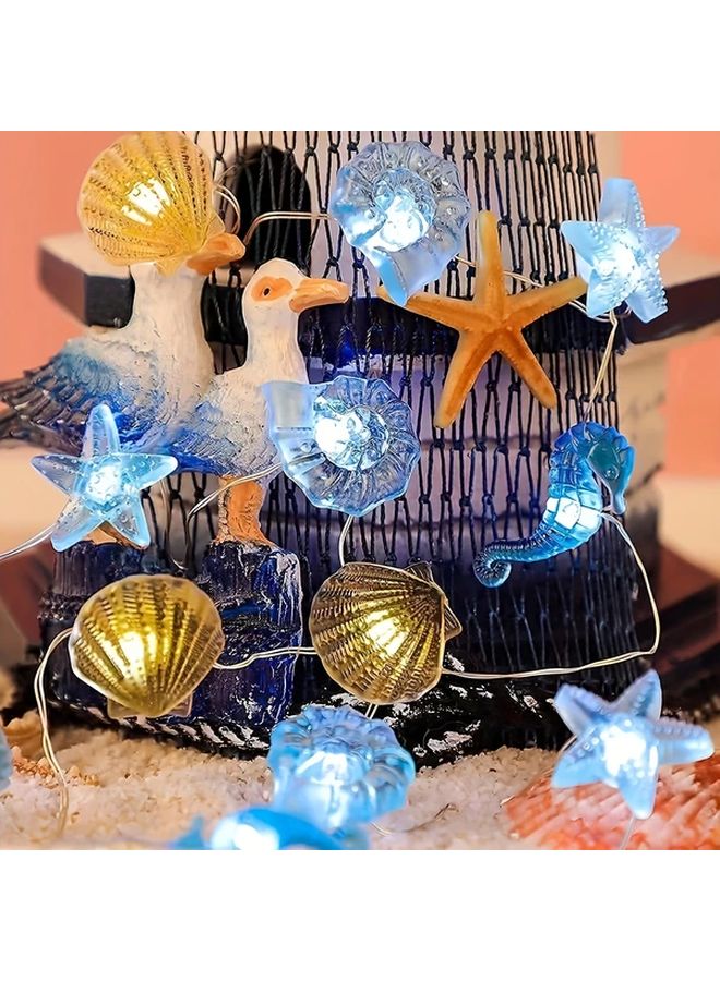 78 74 Inch 20 LED Ocean Themed Light Strand Set with Snail Shell Starfish Battery Powered - Image 5