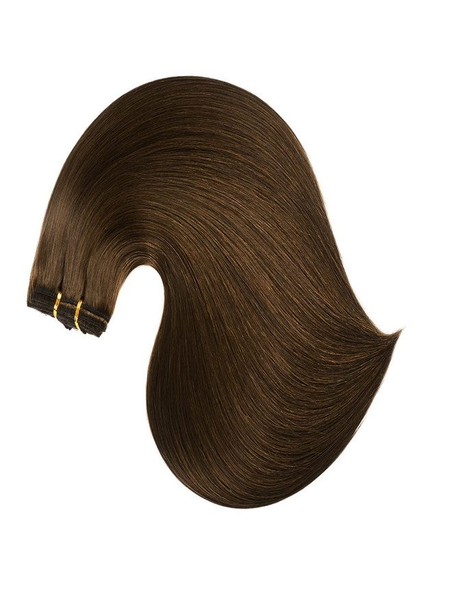 FAAAL 22" Clip in Human Hair Extensions Full Head 200g 10 Pieces 22 Clips Chocolate Brown Double Weft Brazilian Real Remy Hair Extensions Thick Straight (22" 200g,4#) - Image 2