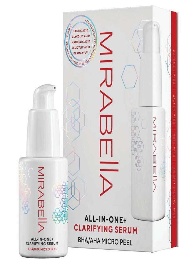 Mirabella All In One Clarifying Serum Micro Peel for Anti Aging - Hydrating 7% Glycolic Acid & 8.8% Lactic Acid Serum Face Peel with AHA BHA Exfoliant, 1 Oz - Image 1