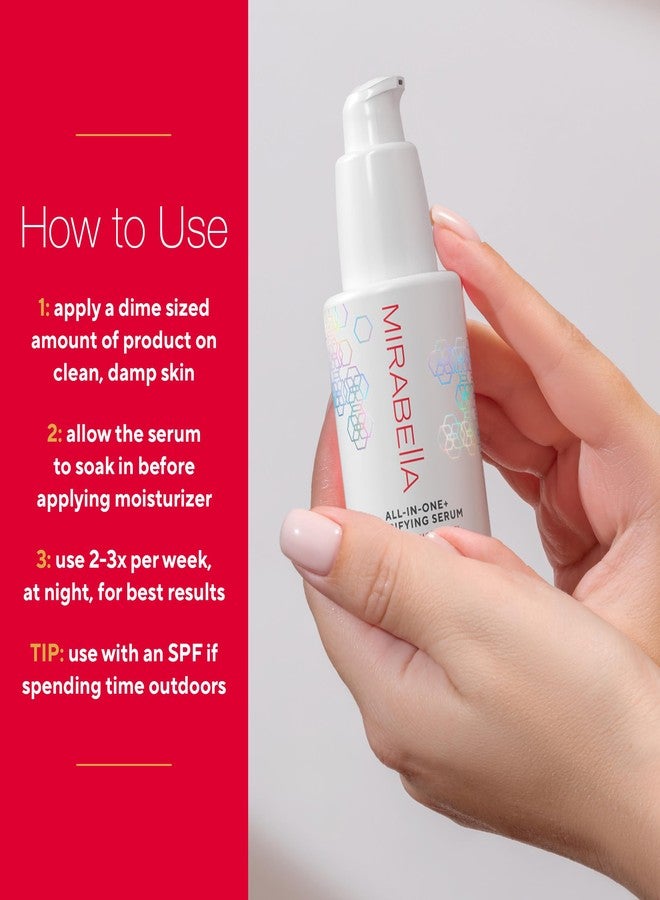 Mirabella All In One Clarifying Serum Micro Peel for Anti Aging - Hydrating 7% Glycolic Acid & 8.8% Lactic Acid Serum Face Peel with AHA BHA Exfoliant, 1 Oz - Image 5