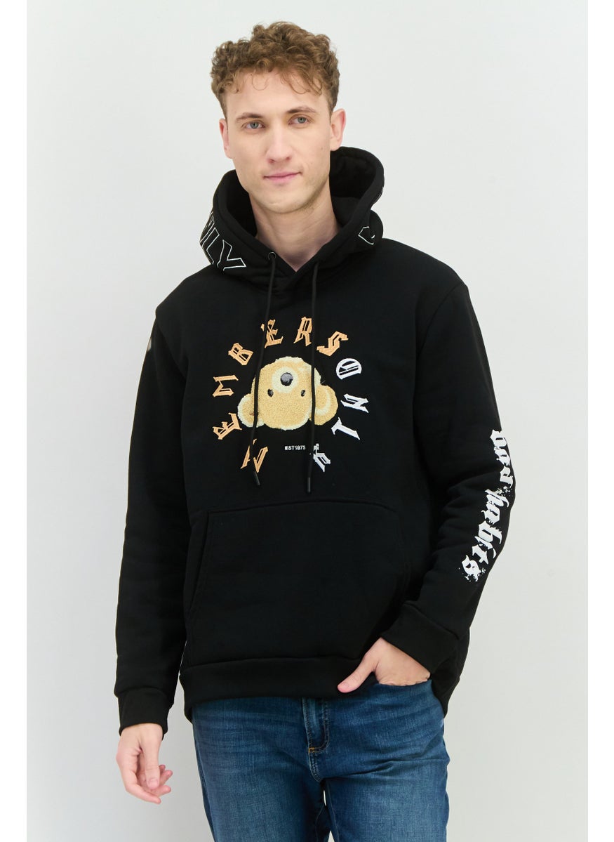 MEMBERS ONLY - Men Hooded Embraided Long Sleeves Sweatshirt, Black - Image 1
