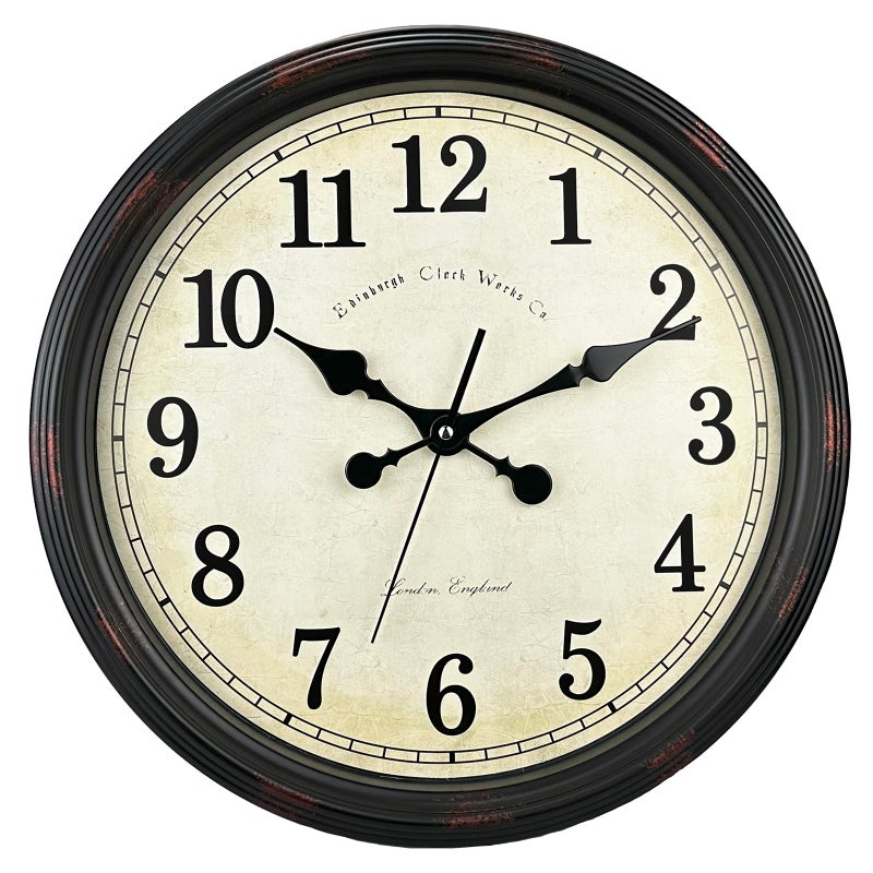 DIYZON Round Classic Wall Clock Silent Non Ticking 16 Inch Extra Large Quality Quartz Vintage Clock Big numbers Rome Retro Clock Battery Operated Easy to Read for Home Kitchen Living Restaurant