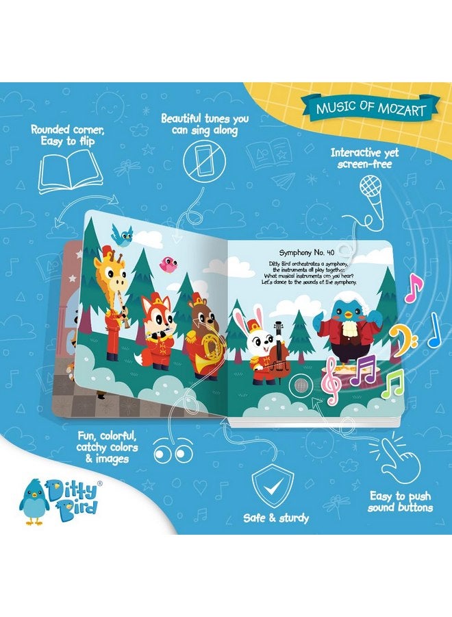 DITTY BIRD Musical Books for Toddlers | Fun Classical Music & Nursery Rhyme Book | Mozart Musical Book | Children's Interactive Toddler Books for 1 Year Old to 3 Year Olds | Sturdy Baby Sound Books - Image 3