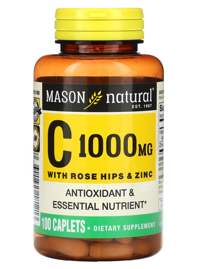 Mason Natural Vitamin C with Rose Hips & Zinc 1000 mg 100 Caplets