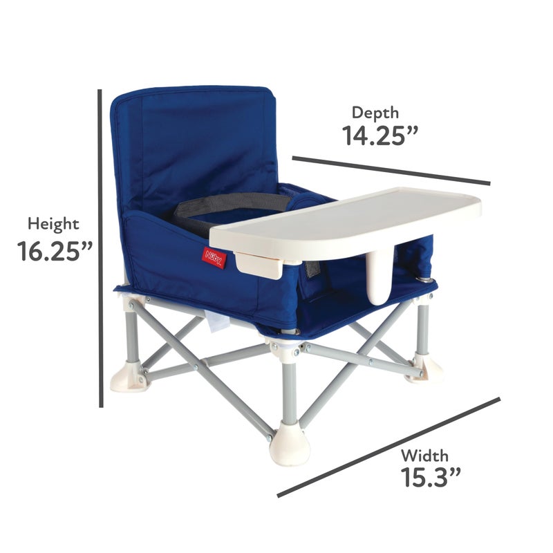 Nuby Pop-Up Booster Seat with Removable Tray - 6+ Months - Portable Booster Seat for Floor for Indoor/Outdoor Use - 3-Point Safety Adjustable Straps - Summer Travel Essentials - Blue - Image 4