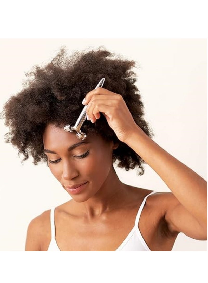 Face Roller Massager - Skin Care Face Massager Tightens & Tones Skin Appearance, Improves Complexion, and Reduces Aging & Wrinkles, Silver - Image 4