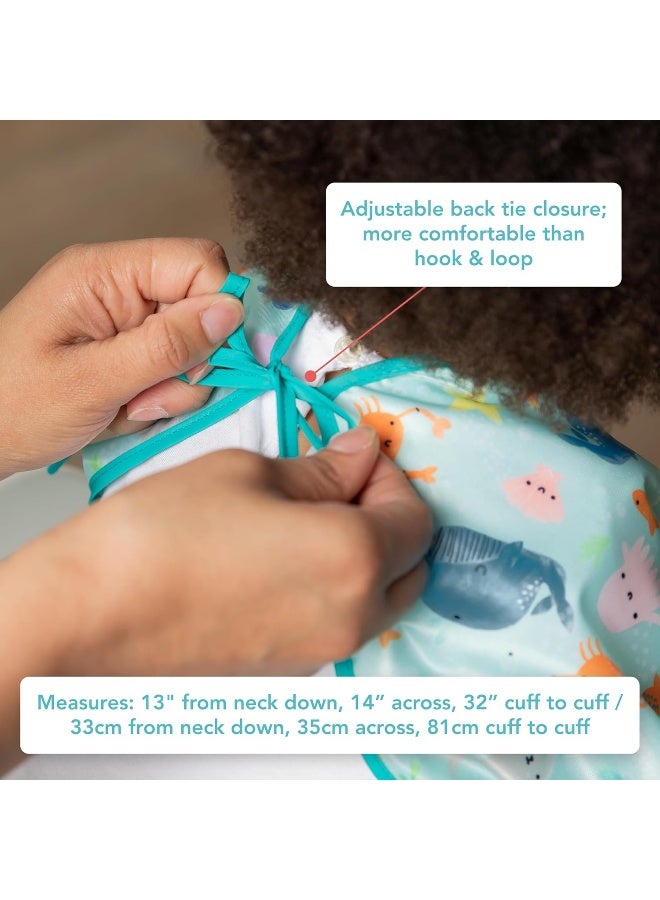 Bumkins Bibs, Baby and Toddler Girls and Boys 6-24 Months, Long Sleeve, Essential Must Have for Eating, Feeding, Mess Saving Lightweight Waterproof Fabric Sleeved Smock, Ocean Life - Image 4