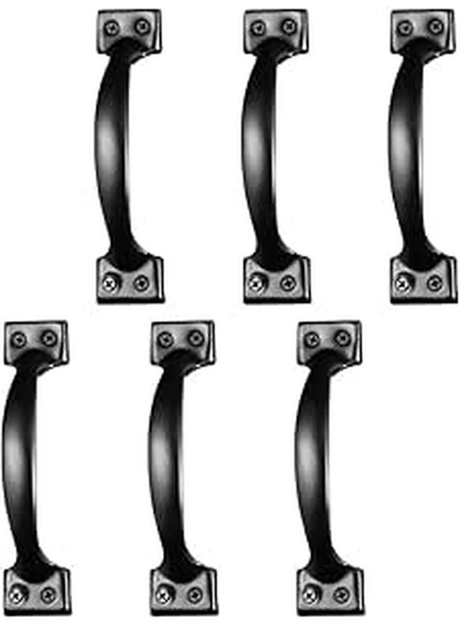 Vintage Black 4 Inch Door Pull Handles Antique Bow Shape Cabinet Drawer Knobs 6Pcs - Image 1