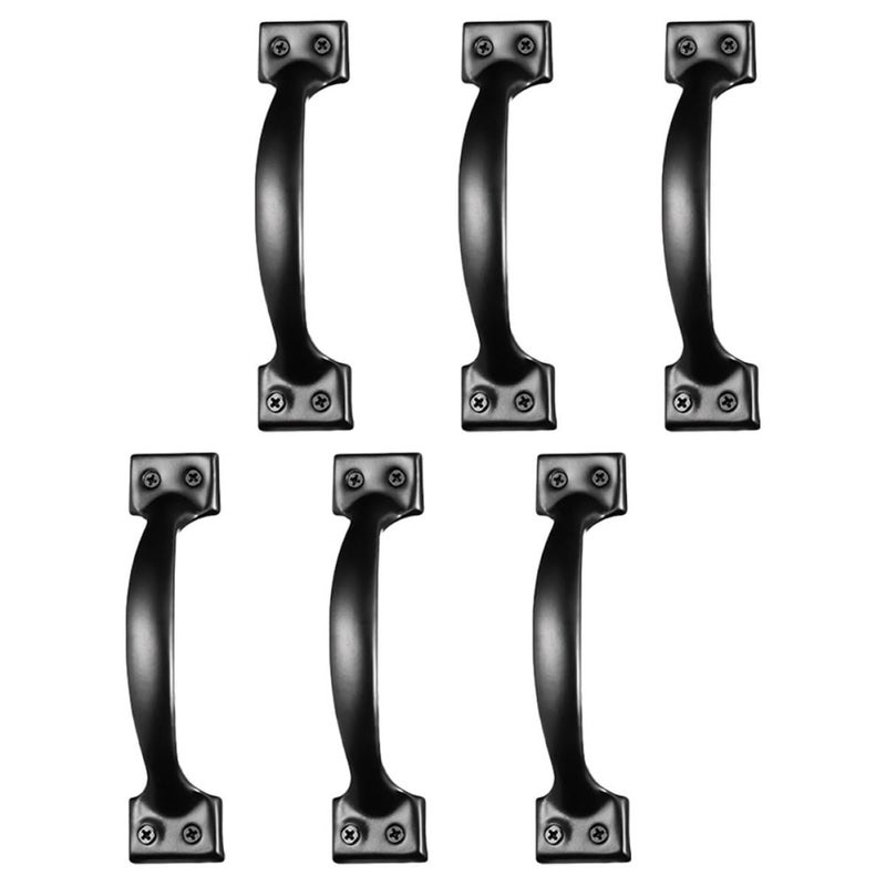Vintage Black 4 Inch Door Pull Handles Antique Bow Shape Cabinet Drawer Knobs 6Pcs - Image 2