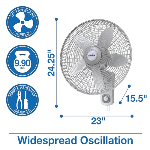Air King 9018 Commercial Grade Oscillating Wall Mount Fan, 18-Inch , White - Image 4