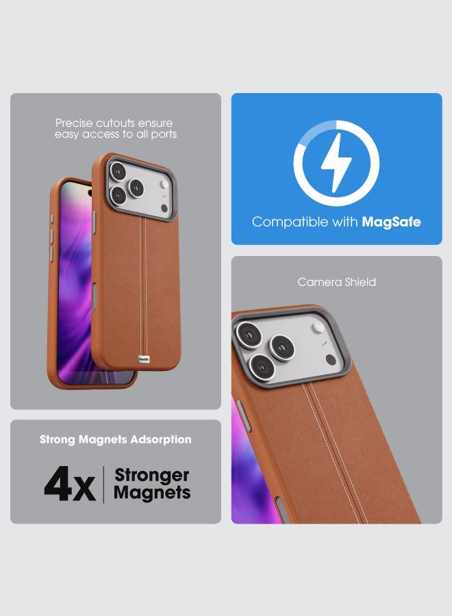 blupebble Elite Guard Leather MagSafe Case for iPhone 17 Pro / 17 Pro Max – Slim Shockproof Protective Cover, Wireless Charging Compatible - Image 5