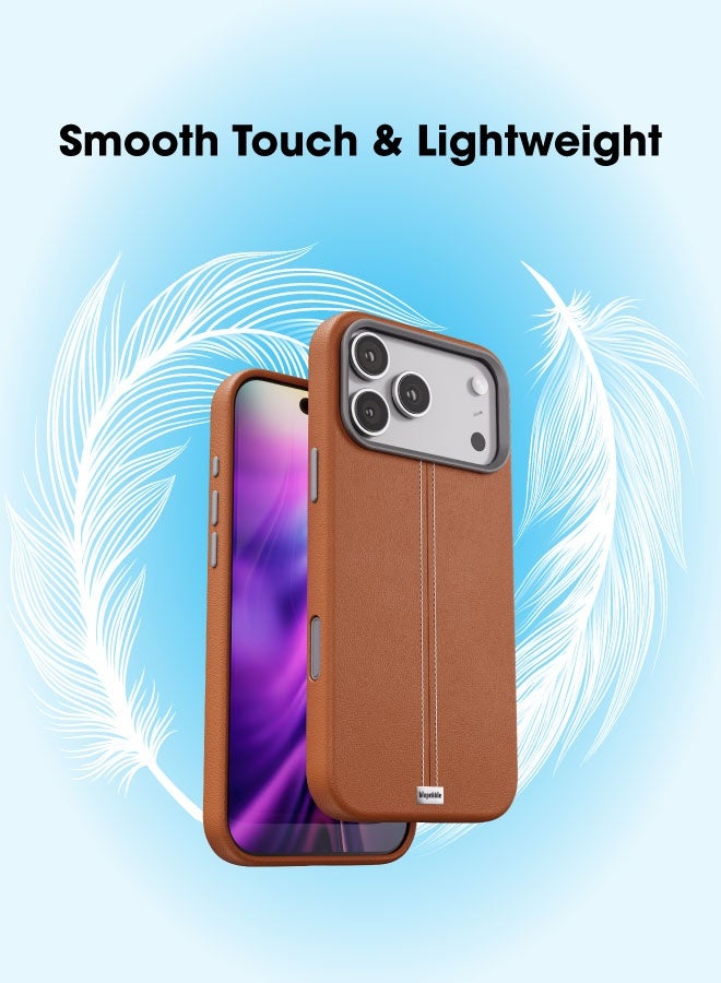 blupebble Elite Guard Leather MagSafe Case for iPhone 17 Pro / 17 Pro Max – Slim Shockproof Protective Cover, Wireless Charging Compatible - Image 3