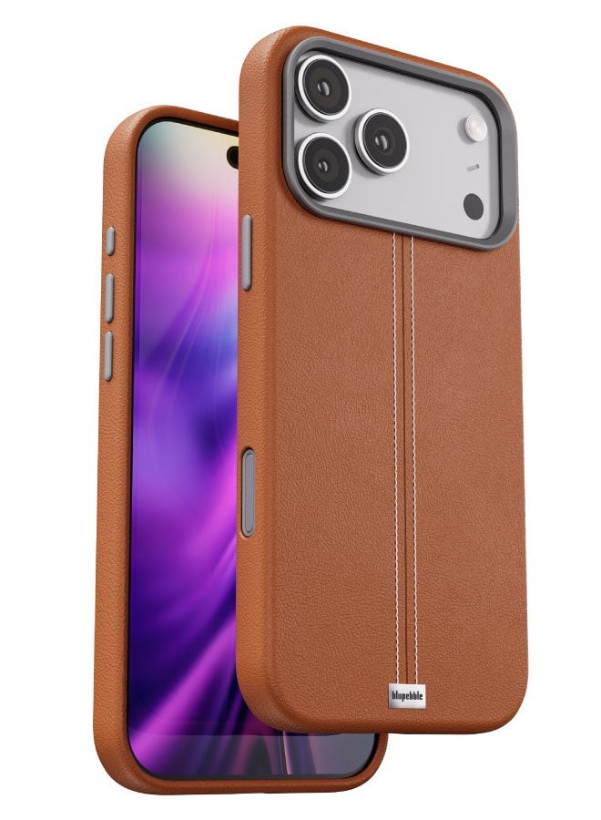 blupebble Elite Guard Leather MagSafe Case for iPhone 17 Pro / 17 Pro Max – Slim Shockproof Protective Cover, Wireless Charging Compatible - Image 1