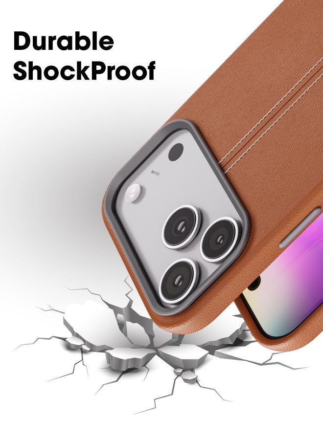 blupebble Elite Guard Leather MagSafe Case for iPhone 17 Pro / 17 Pro Max – Slim Shockproof Protective Cover, Wireless Charging Compatible - Image 2