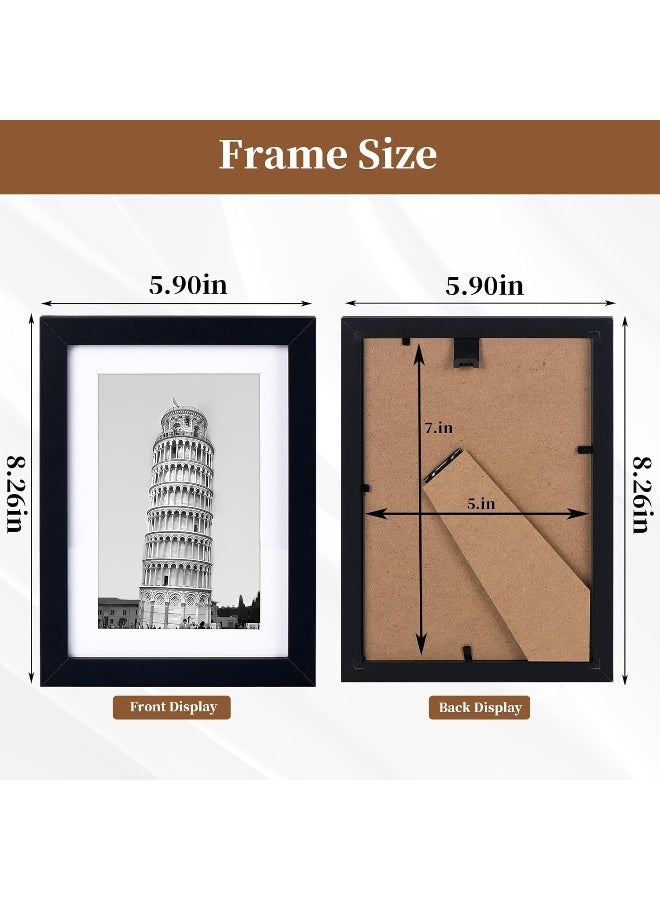 HappyHapi 4x6 Inch Picture Frames Set of 10 Wooden Picture Frames  Tabletop or Wall Display Decoration for Photos  Paintings  Landscapes  Posters  Artwork (Black) - Image 2