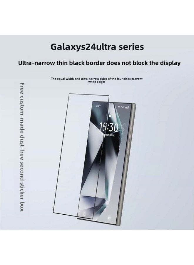 For Samsung S24 /23 Tempered Film Support Fingerprint Unlock S24ultra Mobile Phone Film SamsungS23plu-Colour:"2 Pieces Of Membrane Chestnut Customized ""dust-free Second Patch Box"" Exclusive Ultra-narrow Black Border Version Supports Ultrasonic Fingerprints"-Size:Samsung Galaxy S24+  - Image 1