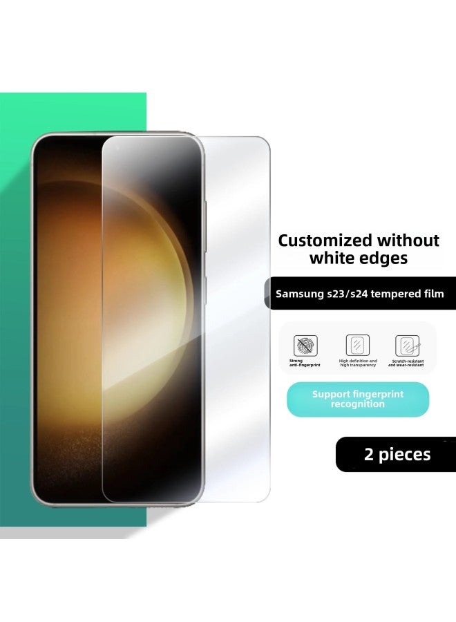 For Samsung S24 /23 Tempered Film Support Fingerprint Unlock S24ultra Mobile Phone Film SamsungS23plu-Colour:"2 Pieces Of Membrane Chestnut Customized ""dust-free Second Patch Box"" Exclusive Ultra-narrow Black Border Version Supports Ultrasonic Fingerprints"-Size:Samsung Galaxy S24+  - Image 2