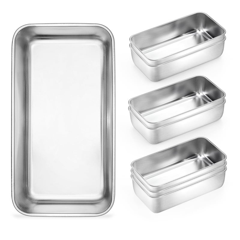 Onader 9 x 5 Bread Loaf Pans Stainless Steel Deep Meatloaf Pan for Baking Set of 8 - Image 1