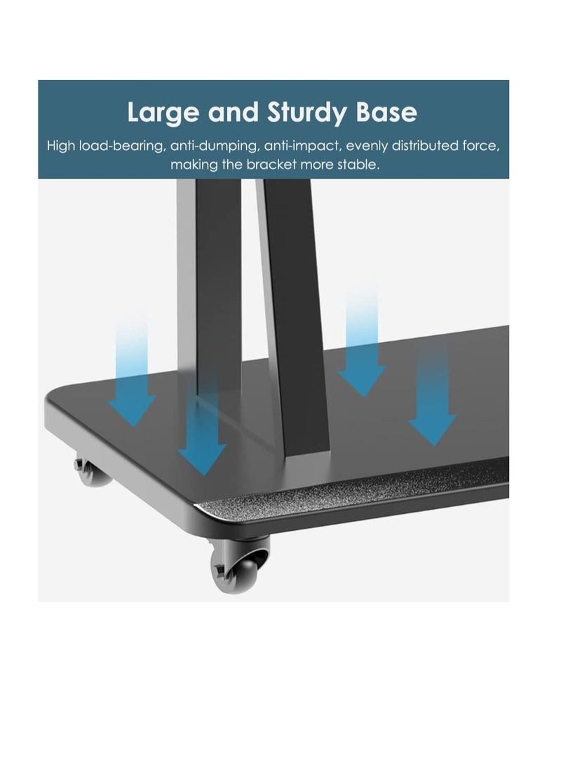 حامل تلفزيون متحرك / عربة شاشة متحركة مقاس 60-100 بوصة بعجلات لشاشات 100/85/75 بوصة / الشاشات المسطحة والمنحنية، قدرة تحميل ثقيلة حتى 150 كجم، ارتفاع قابل للتعديل، VESA 600x1000، 4K LED - Image 1