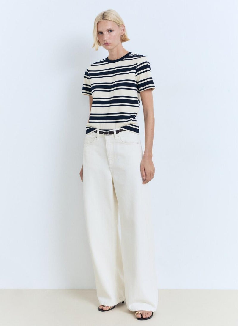 MANGO Stripe Contrasting Cotton T-Shirt - Image 5