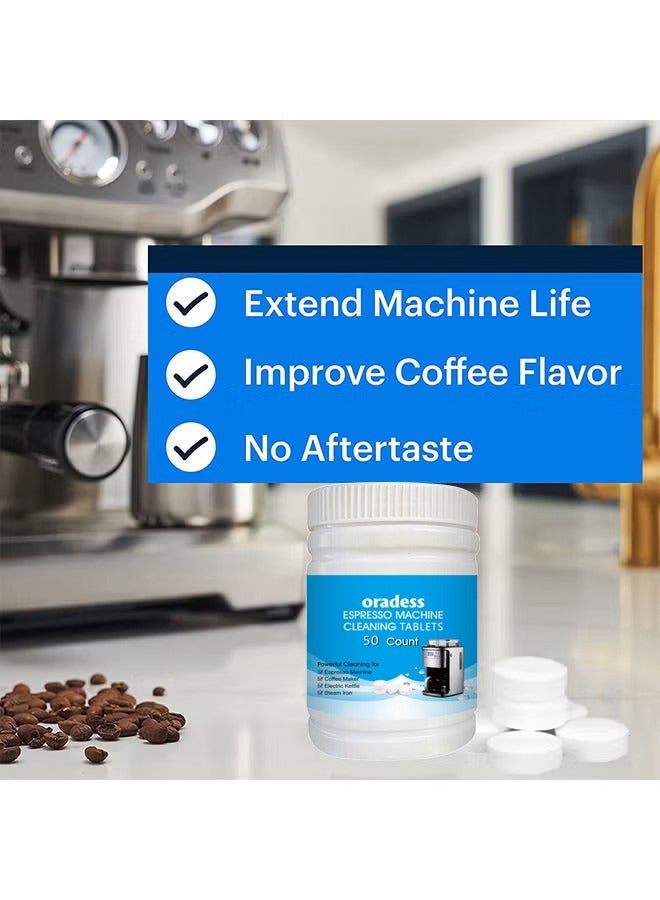 اوراديس 50 قطعة آلة إسبرسو لجميع الأغراض وأقراص تنظيف صانع القهوة تعمل أيضا على إزالة الترسبات الكلسية لزجاجة القهوة من الفولاذ المقاوم للصدأ غلاية الترسبات الكلسية - Image 3