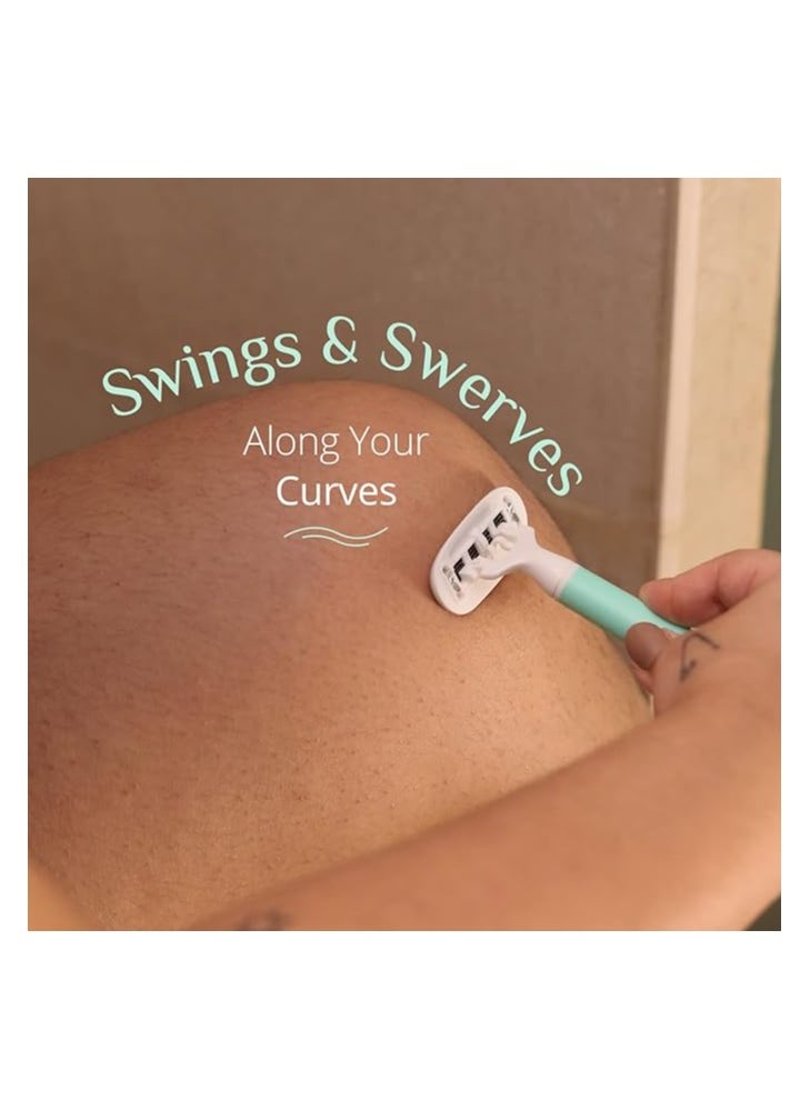 CARMESI Carmesi Body Razor Swing Moisture Ribbon With Aloe Vera & Vit E Smooth Glide-Helps Reduce Irritation-Textured Handle Swings & Swerves Along Your Curves Pain-Free Hair Removal 2-Way Pivot Aqua Delight  - Image 2