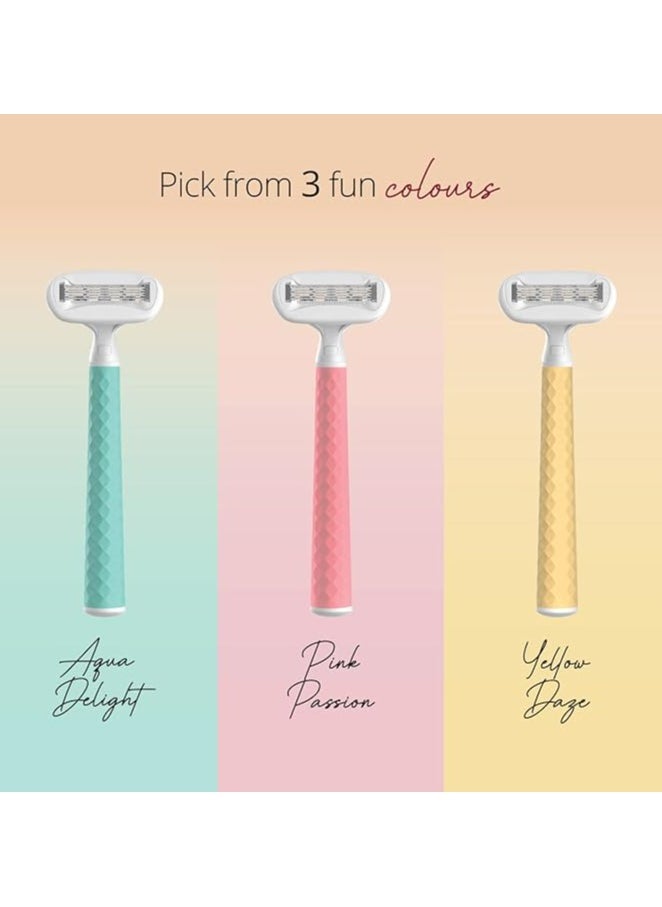 CARMESI Carmesi Body Razor Swing Moisture Ribbon With Aloe Vera & Vit E Smooth Glide-Helps Reduce Irritation-Textured Handle Swings & Swerves Along Your Curves Pain-Free Hair Removal 2-Way Pivot Aqua Delight  - Image 3