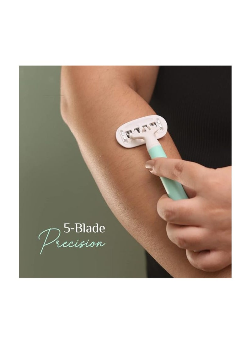CARMESI Carmesi Body Razor Swing Moisture Ribbon With Aloe Vera & Vit E Smooth Glide-Helps Reduce Irritation-Textured Handle Swings & Swerves Along Your Curves Pain-Free Hair Removal 2-Way Pivot Aqua Delight  - Image 5