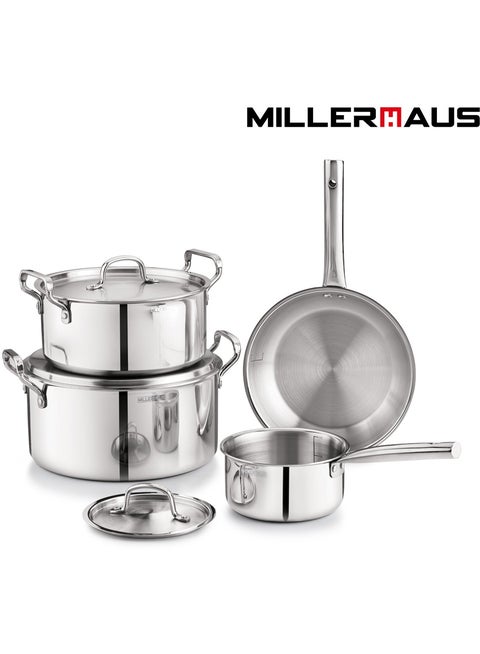 Millerhaus Triply 7pcs Cookware Set  Stainless Steel