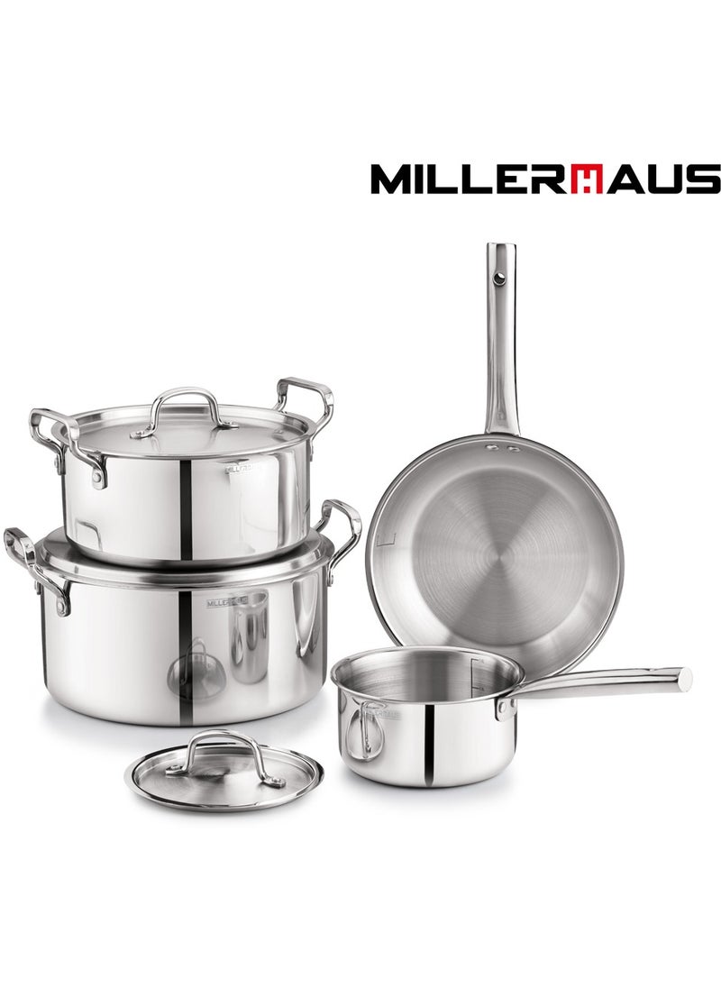 MILLERHAUS Millerhaus Triply 7pcs Cookware Set  Stainless Steel  - Image 1