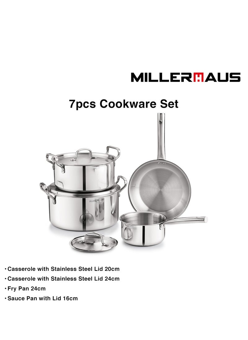 MILLERHAUS Millerhaus Triply 7pcs Cookware Set  Stainless Steel  - Image 2