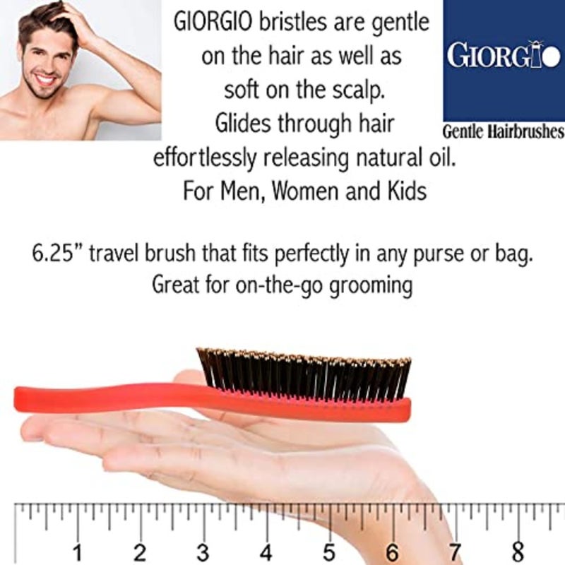 Giorgio GION 2R Neon Raspberry Red Gentle Touch Detangler Hair Brush for Men Women and.Soft Bristles for Sensitive Scalp. Wet and Dry for all Hair Types. Scalp Massager Brush Stimulate Hair Growth - Image 2